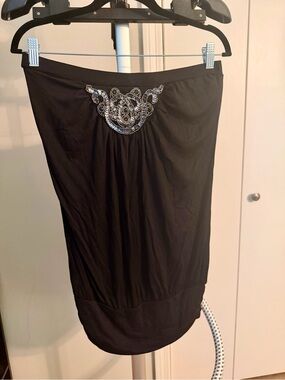 Promesa Black with Silver Beaded Embellishment Strapless Shirt